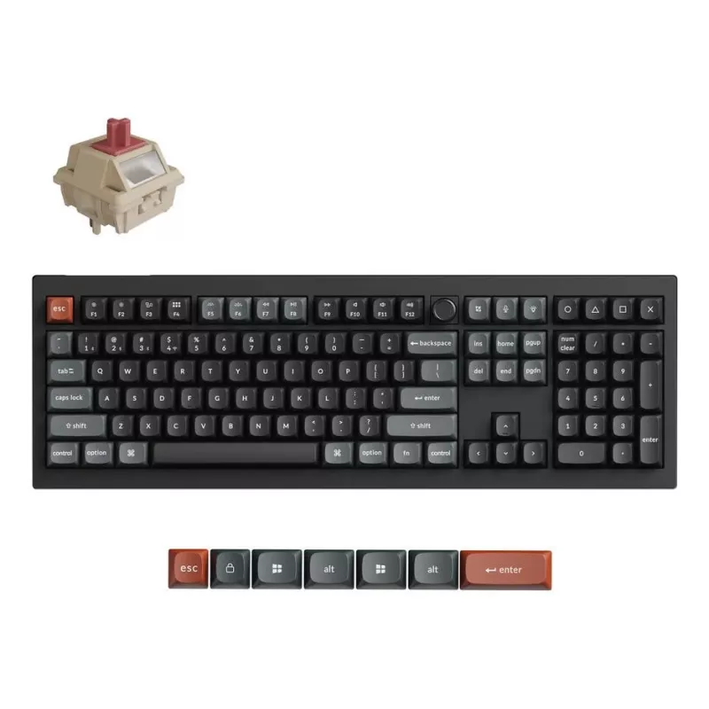 Mechanische Full-Size (100%) Tastatur Keychron V6 Ultra 8K — QWERTY, Bluetooth, RGB-LED, Schwarz