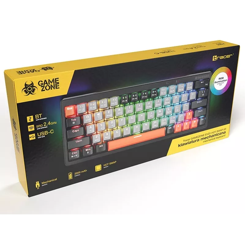 Mechanische Tastatur Tracer GAMEZONE EVO1 HOT SWAP 63 (Grau) TRAKLA47297