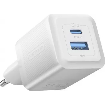 Vention 30W - Ladegerät mit GaN-Technologie, 1x USB-A, 1x USB-C (weiß)