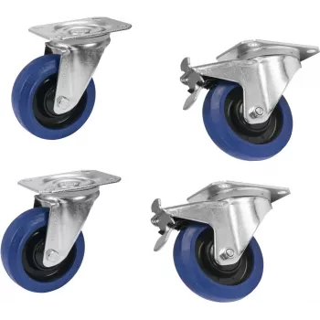 Rollenset Roadinger RD-100 100 mm blau, 2 Rollen mit Bremse