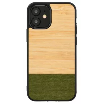 Handyhülle man and wood für iPhone 12 mini – Bambuswald Schwarz