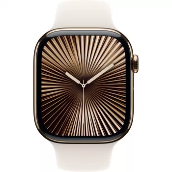 APPLE Watch Series 10 GPS + Cellular 46 mm Titan-Gold-Gehäuse mit Starlight Sportband – S/M