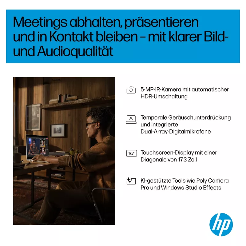 HP OmniBook 7 Next Gen AI Laptop 17-dc0074ng - Intel Core Ultra 7 258V / 2.2 GHz - Win 11 Pro - Intel Arc Graphics 140V - 32 GB RAM - 1 TB SSD NVMe - 43,9 cm (17.3) (CV1J6EA#ABD)