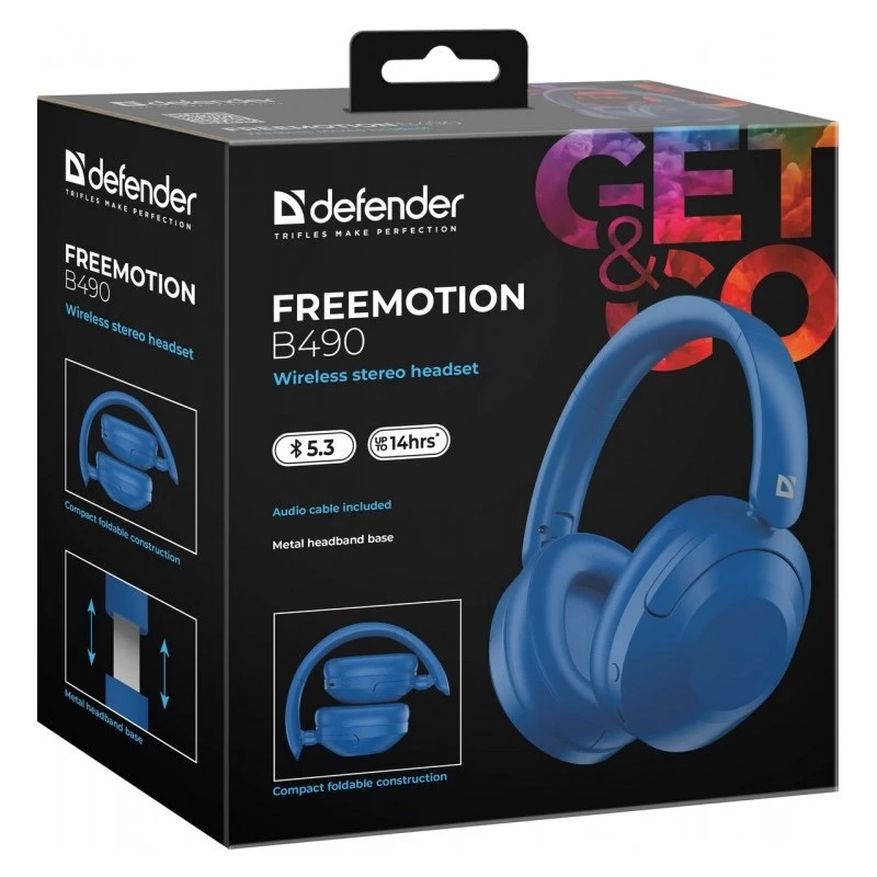 Kabellose Kopfhörer Defender Fre Emotion B490 — blau, On-Ear, Bluetooth, eingebautes Mikrofon