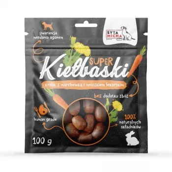 SYTA MICHA Großartige Würstchen mit Kaninchen, Karotte und Löwenzahn - Hundesnack - 100g