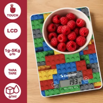 Küchenwaage Beper P102BIL005 – digital, 5 kg, 1 g, bunte Steine