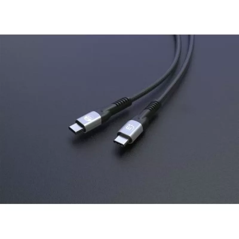 Manhattan Fast USB-C-zu-USB-C-Kabel (240 W), 1 m, 240-W-Laptop-Ladung + Hochgeschwindigkeitsdaten & -video, kompatibel mit allen Laptops (zusätzliches USB-C-240-W-Netzteil erforderlich), ultraschnelle Übertragung mit 40 Gbit/s, schwarz, 3 Jahre Garantie