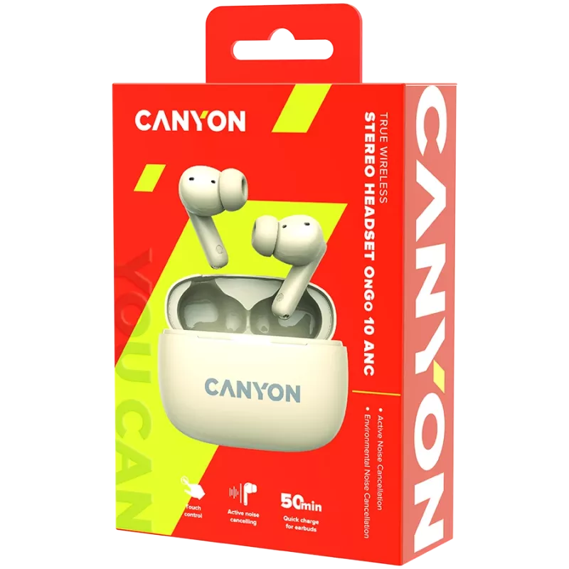 Canyon CNS-TWS10BG Kopfhörer und Headset True Wireless Stereo (TWS) In-Ear für Anrufe/Musik/Sport/Alltag USB Typ-C Bluetooth Beige (CNS-TWS10BG)