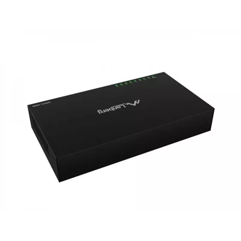 Netzwerk-Switch LANBERG DSM1-1008 8x 1 Gb/s unmanaged Gigabit Ethernet Desktop 12V Metallgehäuse