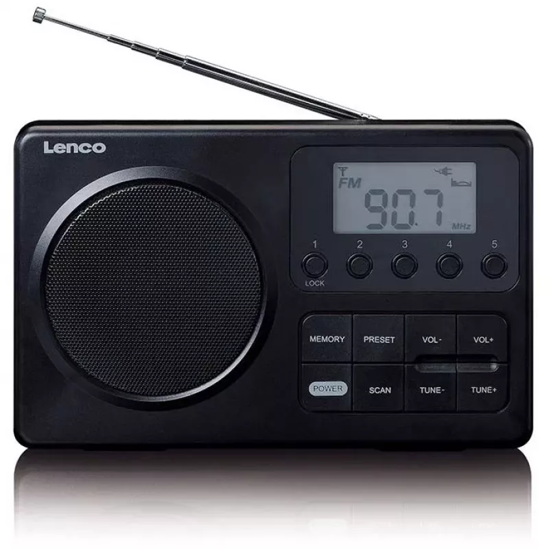 Tragbares Radio Lenco MPR-035BK — FM/AM, Netz- und Batteriebetrieb, 2,5-Zoll-LCD, 20 FM-Senderspeicher, 3,5-mm-Ausgang