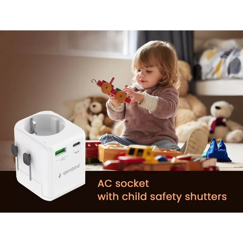 Reise-Netzteil GEMBIRD TPA-EU1A1C20-01-W 20W, USB-A 18W + USB-C 20W, Schuko-Steckdose, Eingang 100–250 V