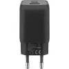 USB-C Fast Charger Nano, PD, GaN, 65 Watt, USB-C Braided Kabel (schwarz, 1x USB-A, 2x USB-C PD, Quick Charge 3.0, 1 Meter Kabel)
