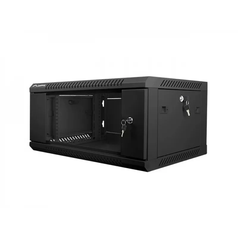 Wandmontierbarer Netzwerkschrank LANBERG WF01-6404-10B 4U 19 Zoll 600×450×285 mm IP20 schwarz, Tragfähigkeit 60 kg