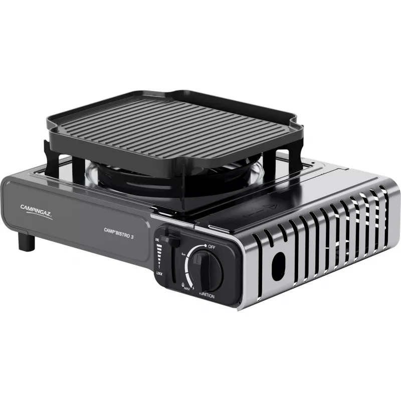 Tragbarer Campingaz CampBistro 3 Campingkocher mit Aluminium-Druckguss-Grillplatte