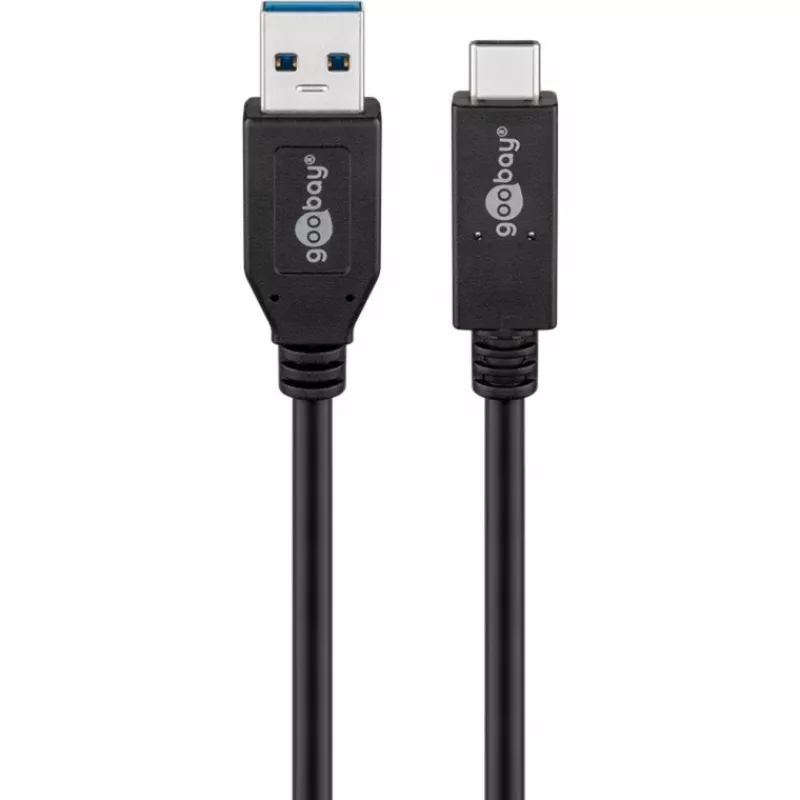 Wentronic goobay - USB Kabel - USB-C (M) to USB Type A (M) - USB 3,1 Gen 2 3 A - 50cm - Round - Schwarz (41073)