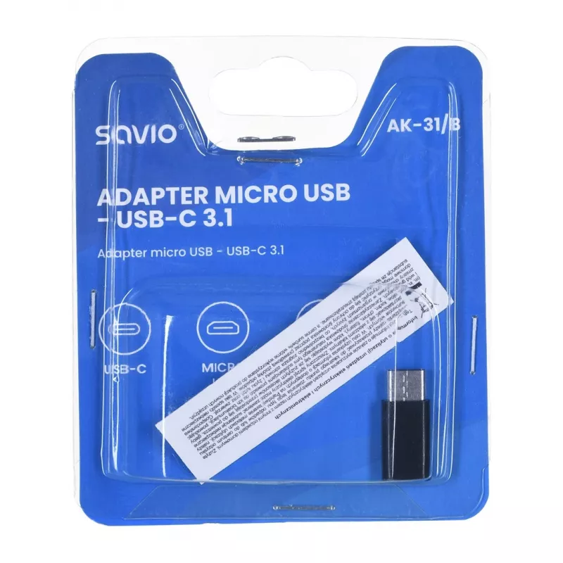 Savio AK-31 / B Kabel-Interface-/Gender-Adapter Micro USB USB 3.1 Typ C Schwarz