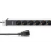 Digitus Steckdosenleiste mit Aluminiumprofil, 8-fach Sicherheitssteckdose, 2 m Kabel, IEC C20 Stecker
