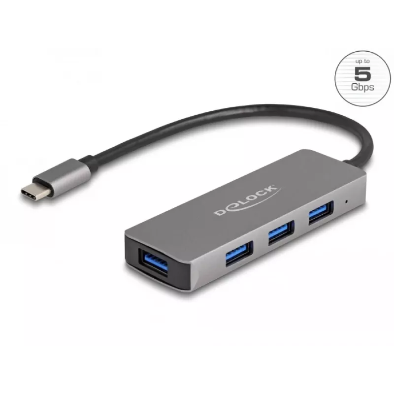 DeLOCK 63173 USB Hub Type-C 5000 Mbit/s Schwarz