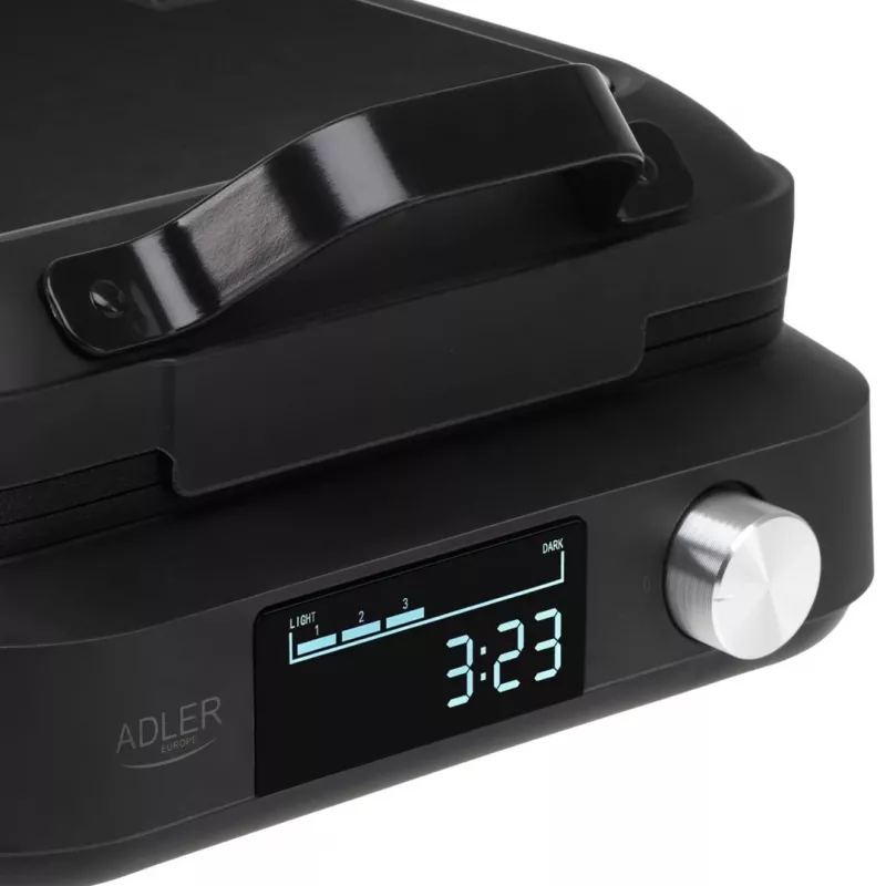 Waffeleisen Adler AD 3087 — elektrisches belgisches Waffeleisen, 2200 W, 2 rechteckige Platten 9×17 cm, schwarz