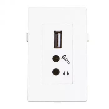 USB2.0+2x Miniklinken-Modul Garbot BN4900-USB A+2XJ Weiß 20 cm