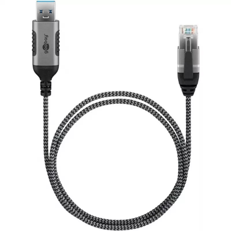 Goobay Ethernet-Kabel USB-A 3.0 auf RJ45 schlank 1 m – verbindet Router, Modem oder (74393)
