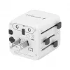 Universeller Reiseadapter GEMBIRD TPA-INT-01-W — Eingang 100–250 V, Typ-G-Stecker, kompakte Abmessungen 84×56×85 mm