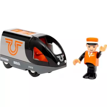 Personenzug BRIO 63604700 orange-schwarz, Holzspielzeugzug-Set, kompatibel mit BRIO-Schienen
