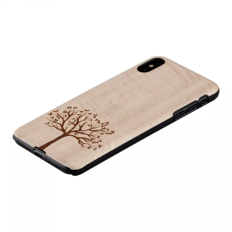 man and wood Handyhülle für iPhone XS Max – Apfelbaumholz, schwarz