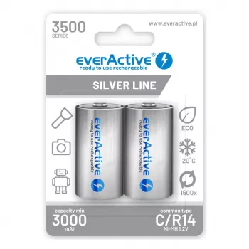 Wiederaufladbare Batterien everActive R14/C Ni-MH 3500 mAh sofort einsatzbereit