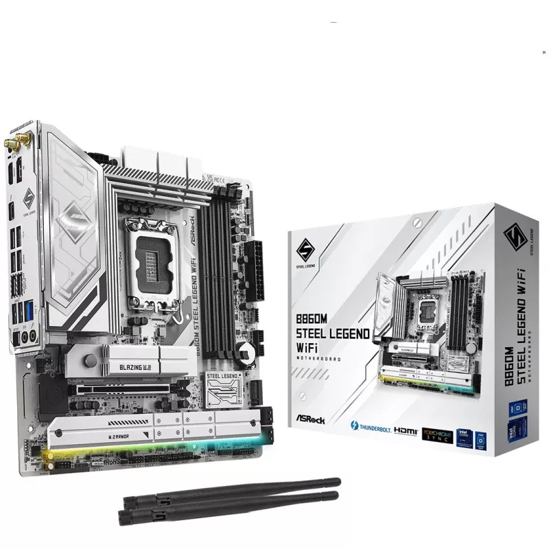 Mainboard ASRock B860M Steel Legend WiFi — Intel B860, LGA 1851, micro‑ATX, DDR5, 4 DIMM, Wi‑Fi 6E, 2.5GbE