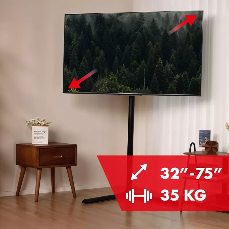 TV-Bodenständer MACLEAN MC-494 für 32-Zoll- bis 70-Zoll-Fernseher, VESA bis zu 400×400 mm, maximale Belastung 40 kg, neigbar 70°