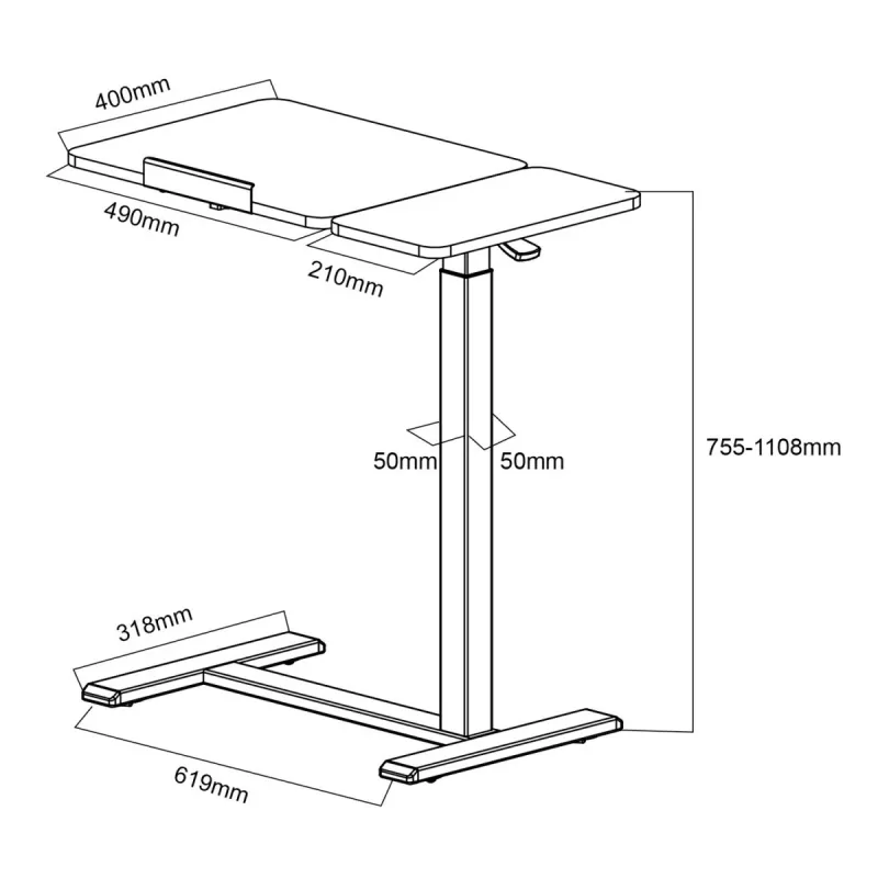 Maclean mobiler Schreibtisch/Laptop-Ständer, weiß, Höhenverstellung 76-109 cm, max. 30 kg, MC-120 W