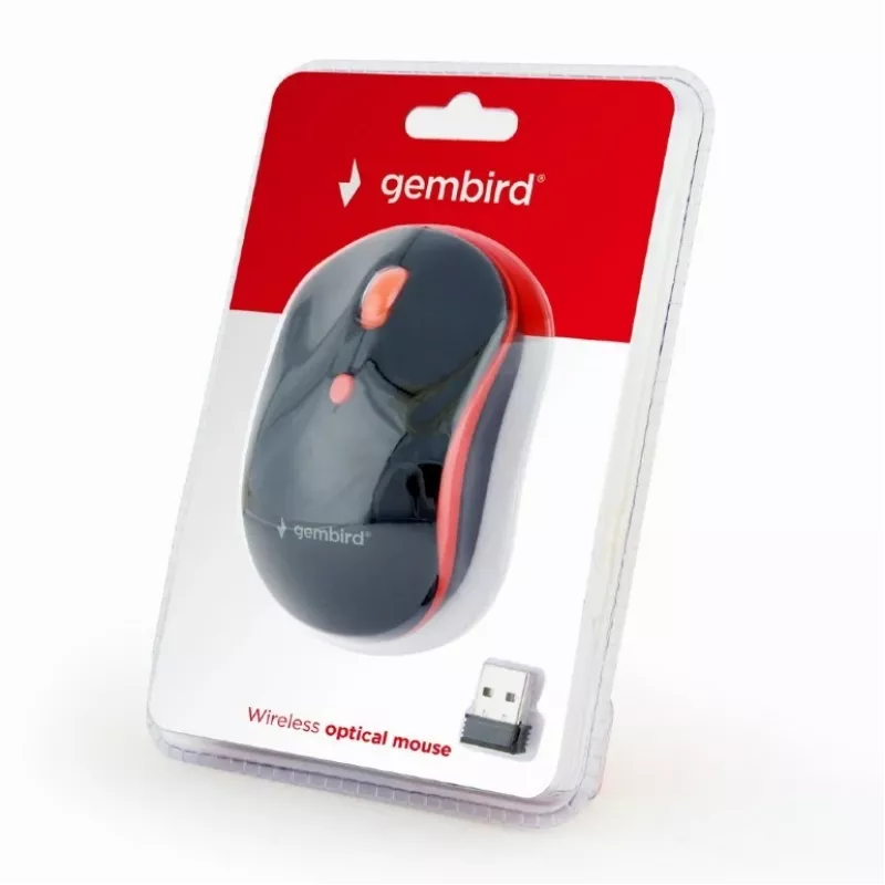 GEMBIRD MUSW-4B-03-R Kabellose optische Maus MUSW-4B-03-R 1600 DPI nano USB Schwarz-Rot