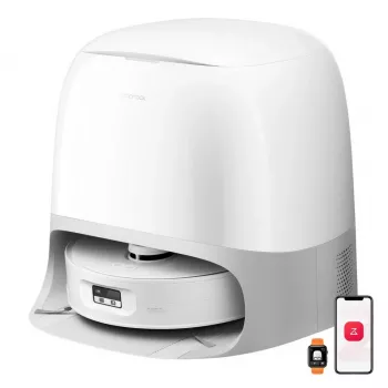 Saug- und Wischroboter Roborock Qrevo Curv 2 FlowX mit 5200-mAh-Akku, 2,5-l-Auto-Entleerungsstation, App-Steuerung, weiß