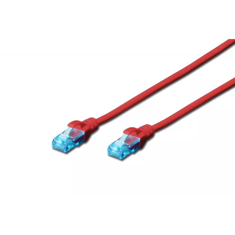 Netzwerk-Patchkabel DIGITUS CAT 5e U/UTP, 1 m, RJ-45–RJ-45, rot