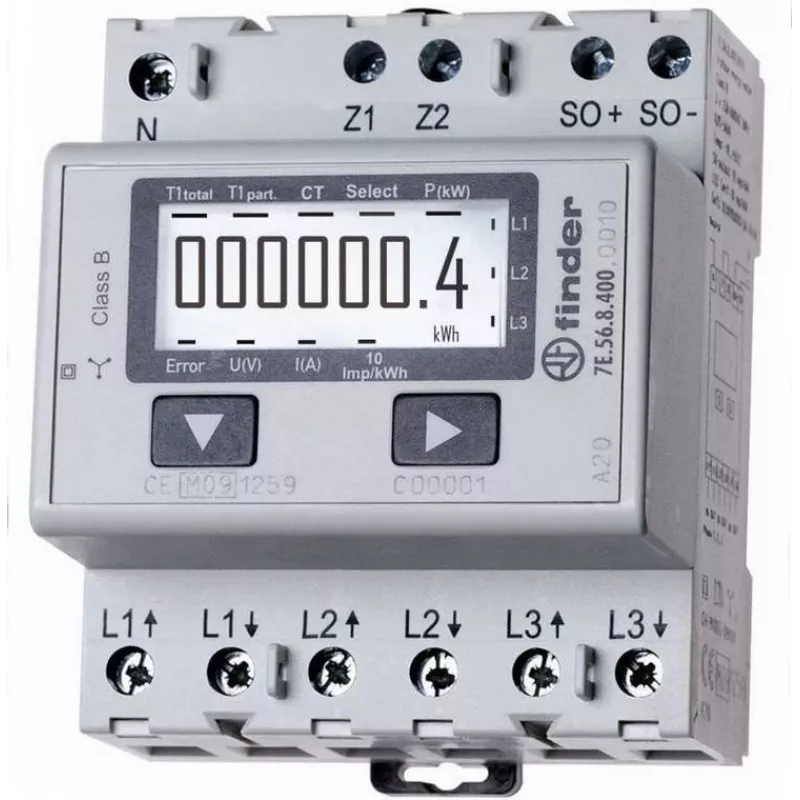 Energiezähler Finder 7E.56.8.400.0010 Dreiphasen 3Ph 230V 50Hz