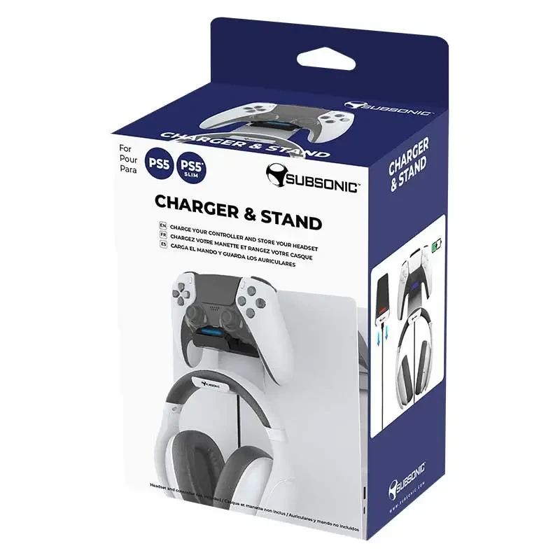 Ladestation SUBSONIC SA5655 für PS5-Controller und Headset – Dual-Ladegerät für DualSense und kabelloses Headset