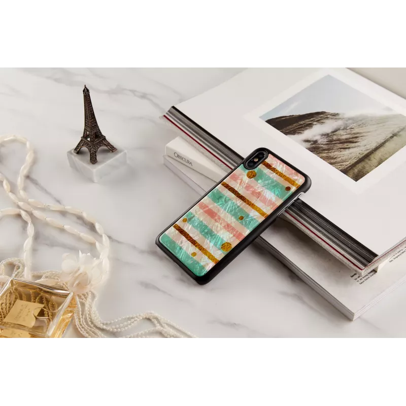 Schutzhülle für Smartphone iKins für iPhone XS Max — Pop Mint Schwarz, Hartschale mit erhöhten Kanten
