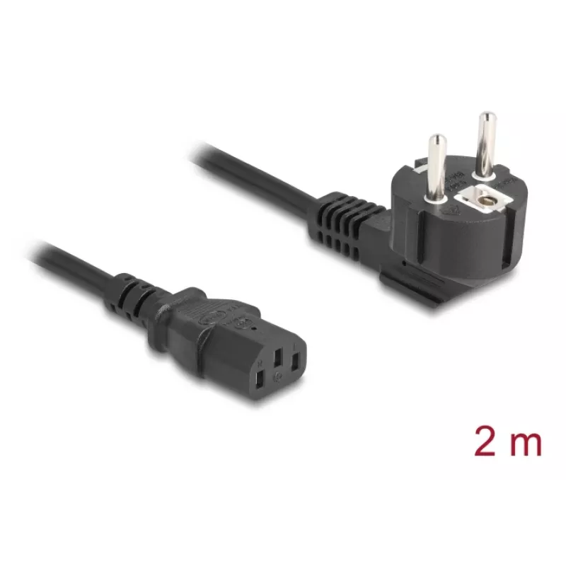 Netzkabel DELOCK 81567 CEE 7/7 (ST) 90° auf IEC C13, 2 m, 3x1,00 mm