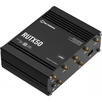 Wireless Router Teltonika RUTX50 — 5G, Dual-Band 2.4/5 GHz, Wi‑Fi 5 (802.11ac), Gigabit Ethernet, 5 x RJ‑45, USB, Schwarz