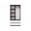 Kleiderschrank top e shop MALWA SS-90, 90×180×50 cm, anthrazitfarbener Rahmen, weiße Drehtüren, 2 Schubladen, Laminat 16 mm