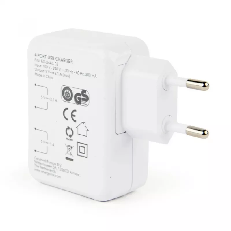 USB-Ladegerät Universal Weiß/4-Port EG-U4AC-02 GEMBIRD