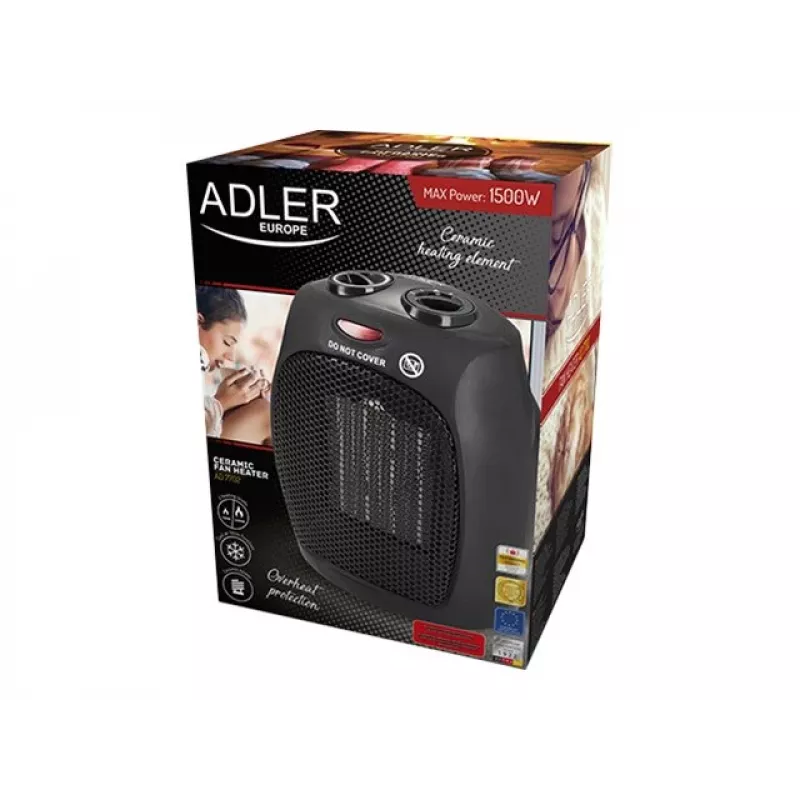 Adler AD 7702 Ventilator-Elektroheizgerät Innenbereich Edelstahl 1500 W