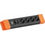 Power Strip Bachmann CONNECTUS mit 4 CEE 7/3-Steckdosen, 1 Schalter, 2,0 m Kabel, CEE7/7-Stecker, Schwarz/Orange
