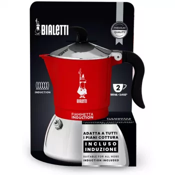 Herdkaffeemaschine BIALETTI FIAMMETTA 2TZ Induktion Rot, 2-Tassen-Herd-Mokkakanne