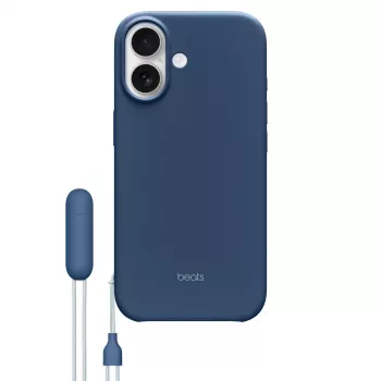 Kickstand-Hülle für iPhone 17 von Apple Beats — MagSafe, Kamerasteuerung, Polycarbonat/Mikrofaser, Blau, passend für 6,3 Zoll