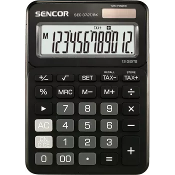 Taschenrechner SENCOR SEC 372BK 12-stelliger LCD einfacher Tischrechner, batteriebetrieben