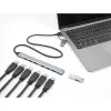 DELOCK 4 Port schlank USB Hub — USB 3.2 Gen 1 Host Typ-C, 3× USB 5 Gbit/s Typ-C + 1× USB 5 Gbit/s Typ-A, Grau, Metall