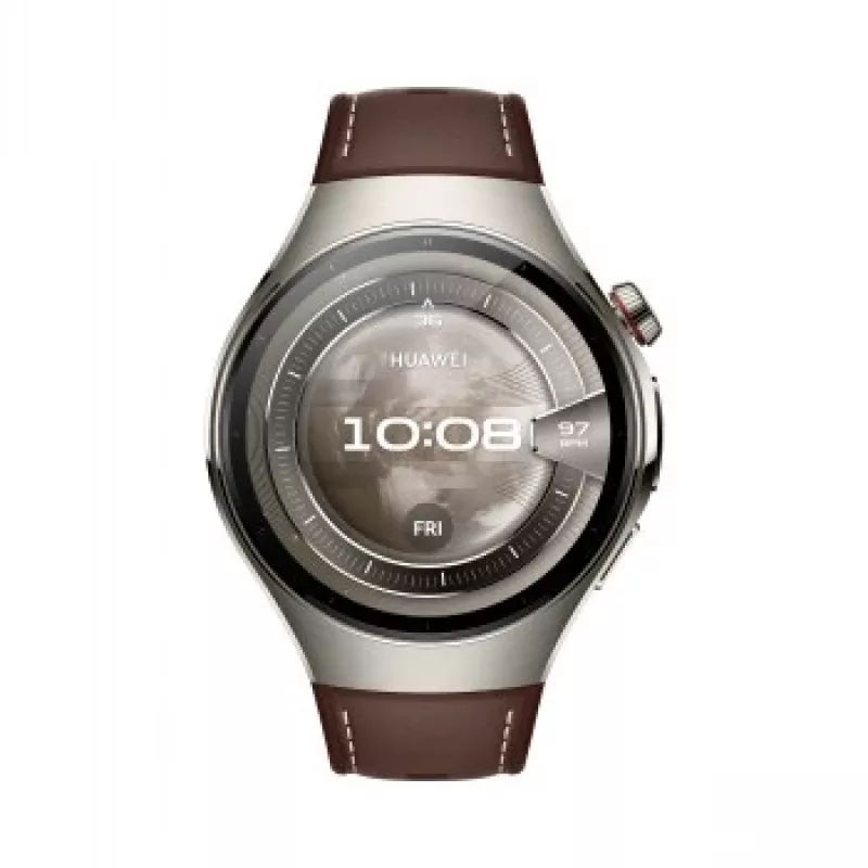 Smartwatch HUAWEI WATCH 5 Classic 46 mm, 1.38 Zoll AMOLED 466×466, Touchscreen, GPS, silbernes Gehäuse, braunes Armband
