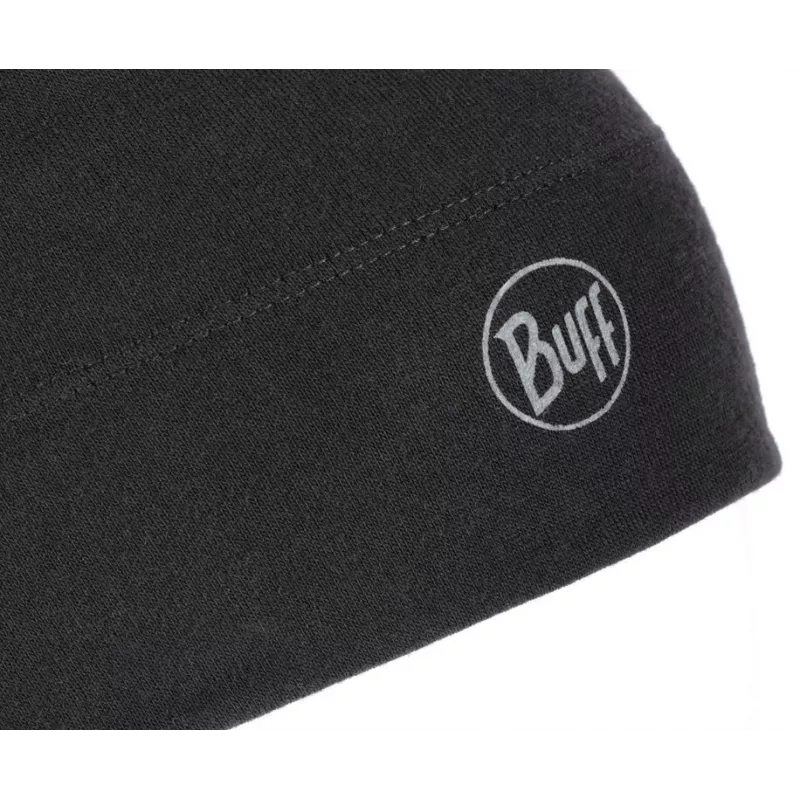 Beanie-Mütze Buff Merino Midweight — Solid Schwarz, Einheitsgröße, Merinowolle, Herbst/Winter, Sport